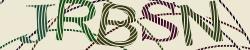 A captcha reading JRBSN in striped green and purple letters