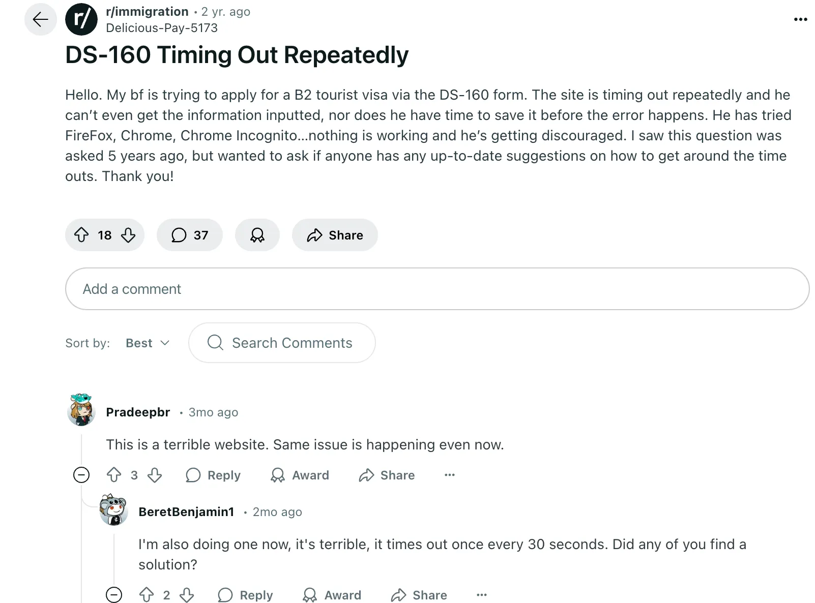 Frustration on reddit
